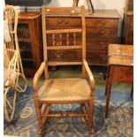 Red wood rush seated rocking chair