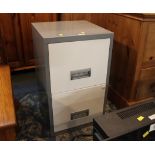 Two drawer metal filing cabinet