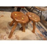 Pair of rustic carved stools