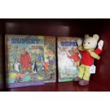 Three Rupert annuals and foam Rupert Bear