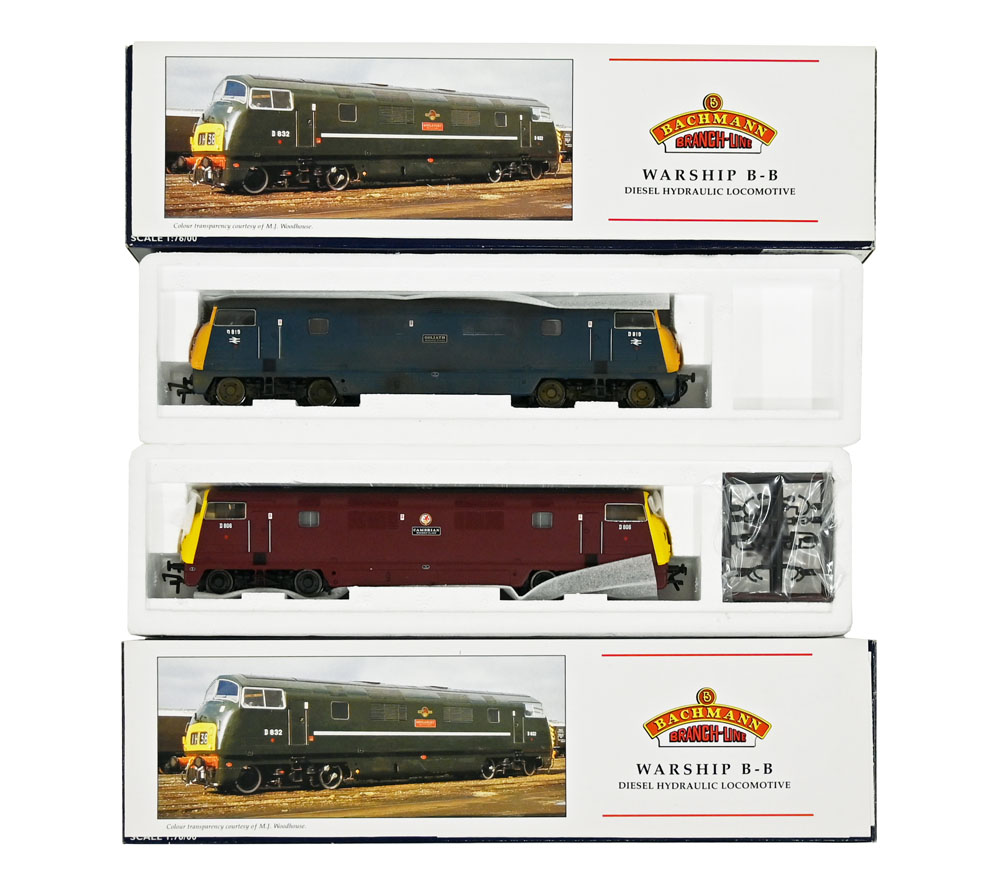 Two Bachmann 00 gauge class 42, warship diesel locomotives,