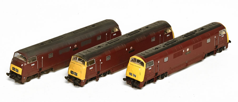 Three Bachmann 00 gauge diesel locomotives, D801 Vanguard,