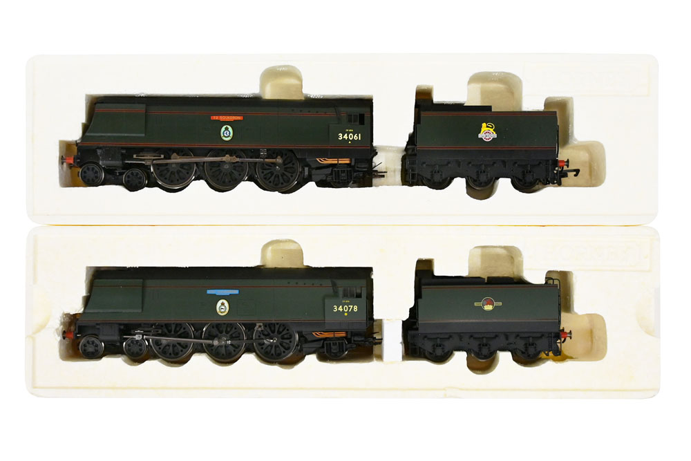 Two Hornby 00 gauge Battle of Britain class steam locomotives,