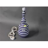 Torquay Pottery style blue and white striped table lamp