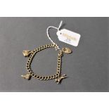 9 ct gold bracelet with charms,