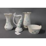 Belleek pottery, two vases,