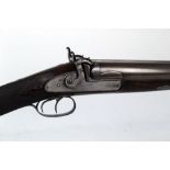 Malbon of Chester, possibly a 6 bore side by side percussion shotgun, with 33" Damascus barrels,