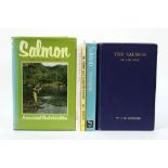Five books on fishing - "Salmon" by Arthur Oglesby and "The Salmon, Its Life Story" by W.J.M.
