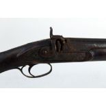 A percussion single barrelled sporting gun, having a 31" barrel with plain lock and hammer,