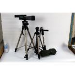 An Opticron HR66 GA ED spotting scope, together with a Velbon UP-4000 monopod, Velbon CX460 tripod,