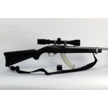 A Ruger 1022 cal 22 LR self loading rifle, stainless steel with synthetic stock,