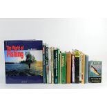 Eighteen books on fishing, to include "The World of Fishing" by Pascal Durantel and "Trout,
