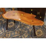 Rough cut wooden coffee table