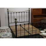 Modern black metal and brass trimmed bed, width 150 cm,