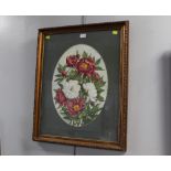 Oval floral watercolour by Monica Barry mounted and framed,