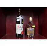 Bottle of Asbach Brandy and bottle of Martell Fine Cognac