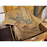 Box of advertising hessian sacks