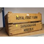 Wooden crate Royal Fruit Farms Sandringham Norfolk