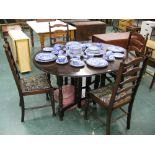 Oak drop leaf table and four chairs