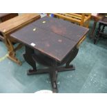Hardwood occasional table, height 61 cm, width 57 cm, depth 6 cm.