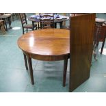 Mahogany D end table with single leaf, width without leaf 120 cm,