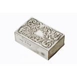 A silver matchbox holder with embossed floral decoration, Birmingham 1900,