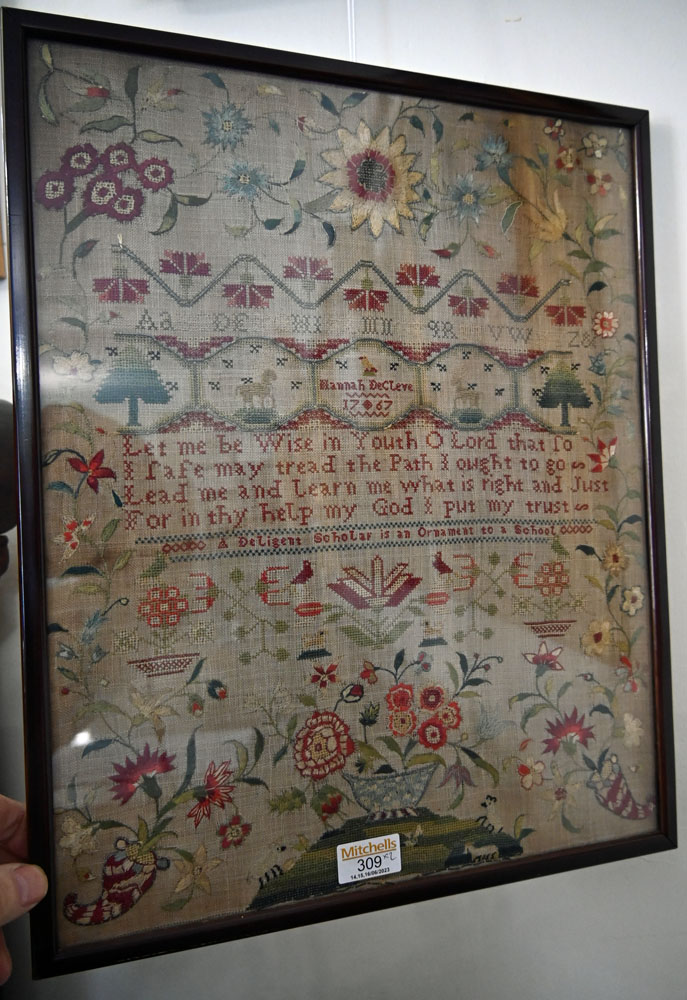 An 18th century sampler by Hannah Decleve, - Image 3 of 13