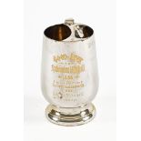 Presented to Robinson Mitchell 1886 of Mitchells Auction Company Limited, a silver plated tankard,