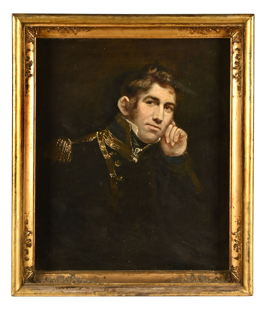 English School 19th century, portrait of a Naval Officer head and shoulders, oil on canvas.