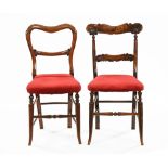 Two 19th century bedroom chairs, rosewood and simulated rosewood,