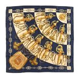 A vintage Hermes scarf, "Cliquetis", +/- 88 cm square.