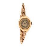 A ladies 9 ct gold cased manual wind wristwatch, with Patent sprung bracelet.