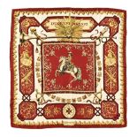 A vintage Hermes scarf, "Ludovicus Magnus" , +/- 88 cm square.