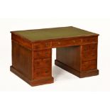 A Victorian mahogany pedestal desk,