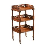 A 19th century mahogany three tier whatnot stand,