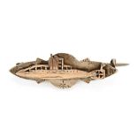 A Submariners silver and gold coloured metal brooch, depicting a submarine. Length 46 mm.