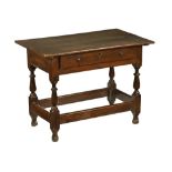 An 18th century single drawer oak side table,