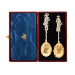 A pair of Berthold Muller silver gilt German silver spoons, London Import marks for 1894 and '95,