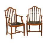 A pair of Victorian oak carver dining chairs,