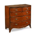 A Victorian mahogany and inlaid bowfronted chest of drawers,