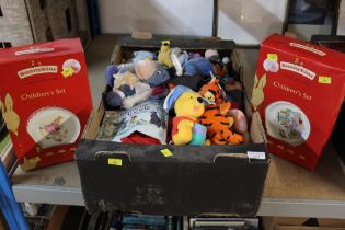 Box of Winnie-the-Pooh soft toys,