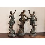 Three metal classical style sculptures,