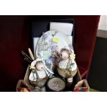 Flower fairies plate, sheep ornaments, trinket box, two Parker pens,
