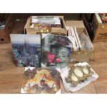 Two boxes holographic pictures and ornamental picture frames