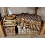 Collection of wicker hampers and baskets