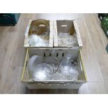 Three boxes of glassware, vases,