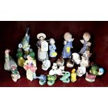 Collection of figurines and animal ornaments,