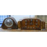 Two Art Deco wooden mantle clocks