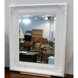 White painted wooden framed mirror,