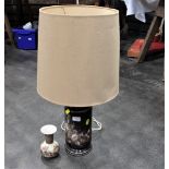 Jersey Pottery lamp base with shade, 65 cm high,